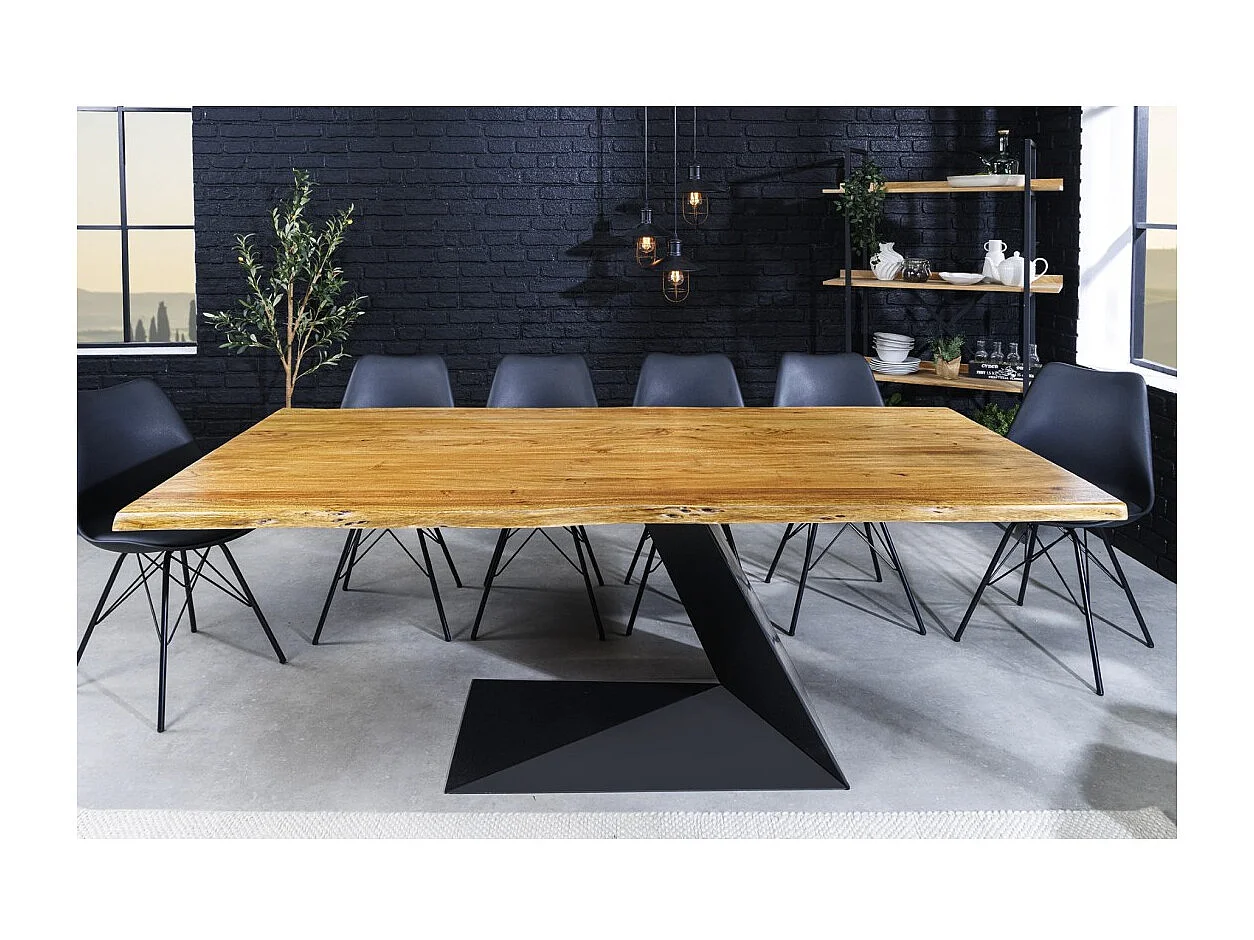 Table ARKAYA – Rectangulaire 200 cm – Bois massif et métal – Style industriel