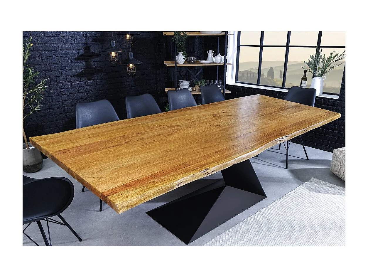 Table ARKAYA – Rectangulaire 200 cm – Bois massif et métal – Style industriel