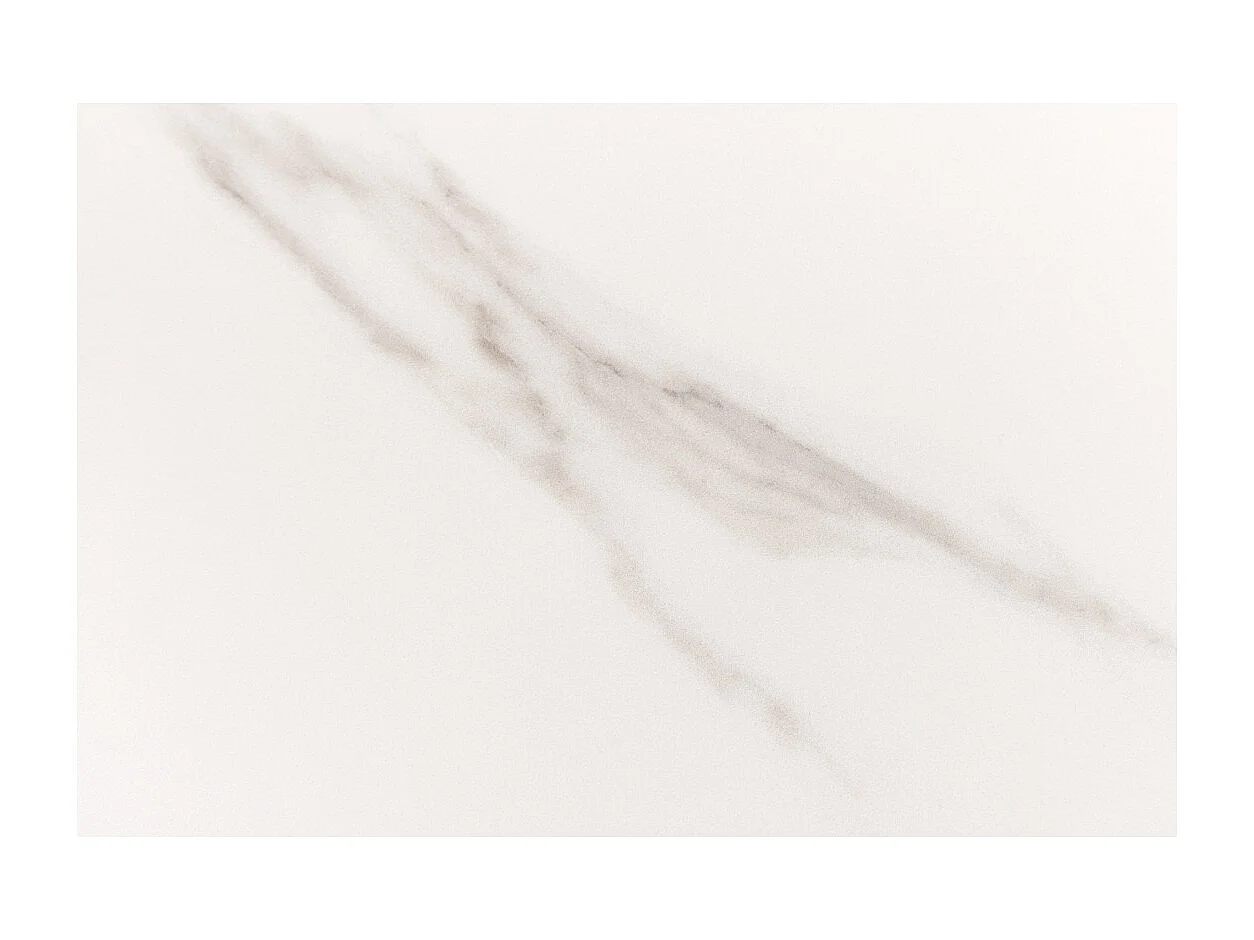 Mesa de comedor LUMEA – Rectangular 200 cm – Tablero cerámico efecto mármol blanco y pata aspecto madera clara