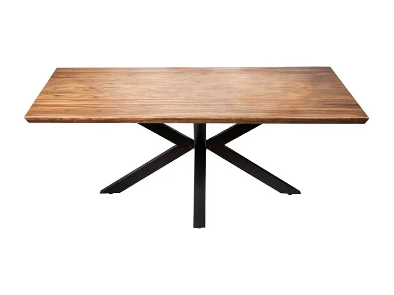Table de salle à manger SOLARA – Rectangulaire 180 cm – Bois massif Sheesham et métal – Style industriel