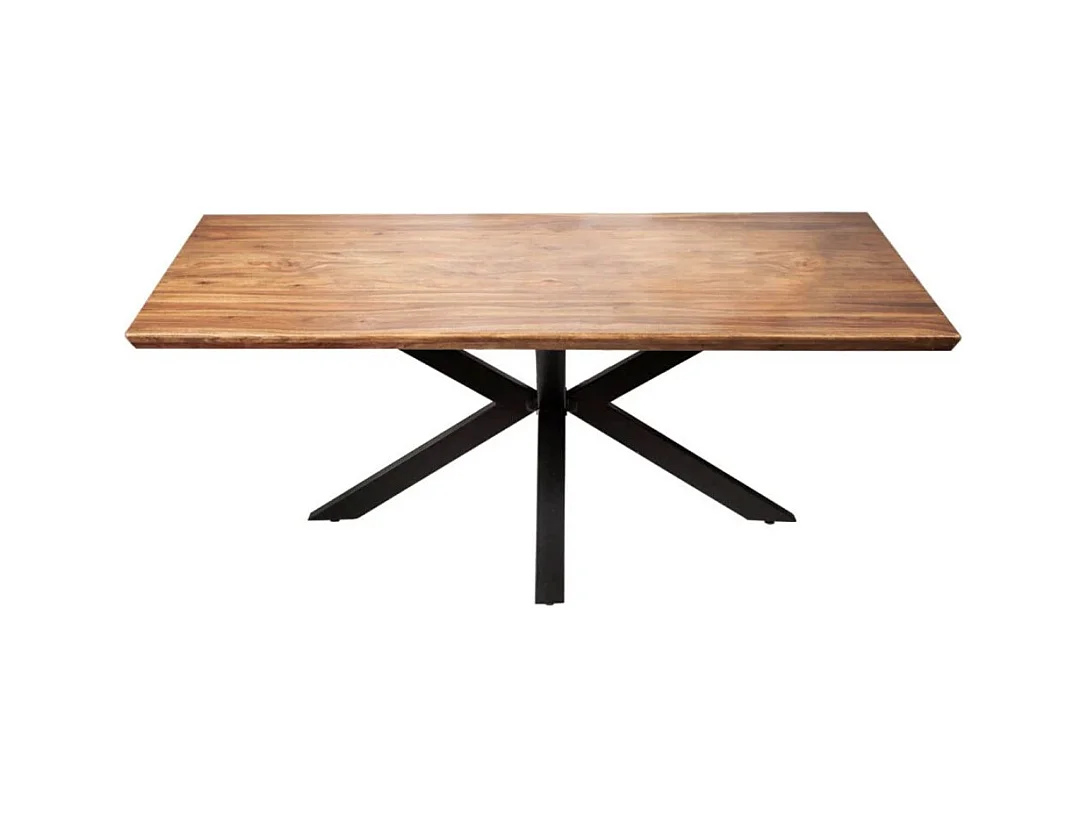 Table de salle à manger SOLARA – Rectangulaire 180 cm – Bois massif Sheesham et métal – Style industriel
