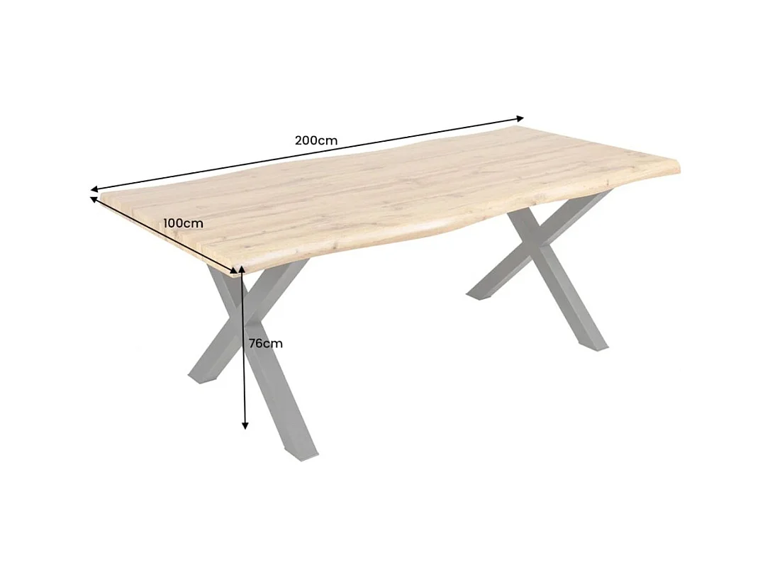 Table de salle à manger RIVET – Rectangulaire 200 cm – Bois et métal – Style industriel