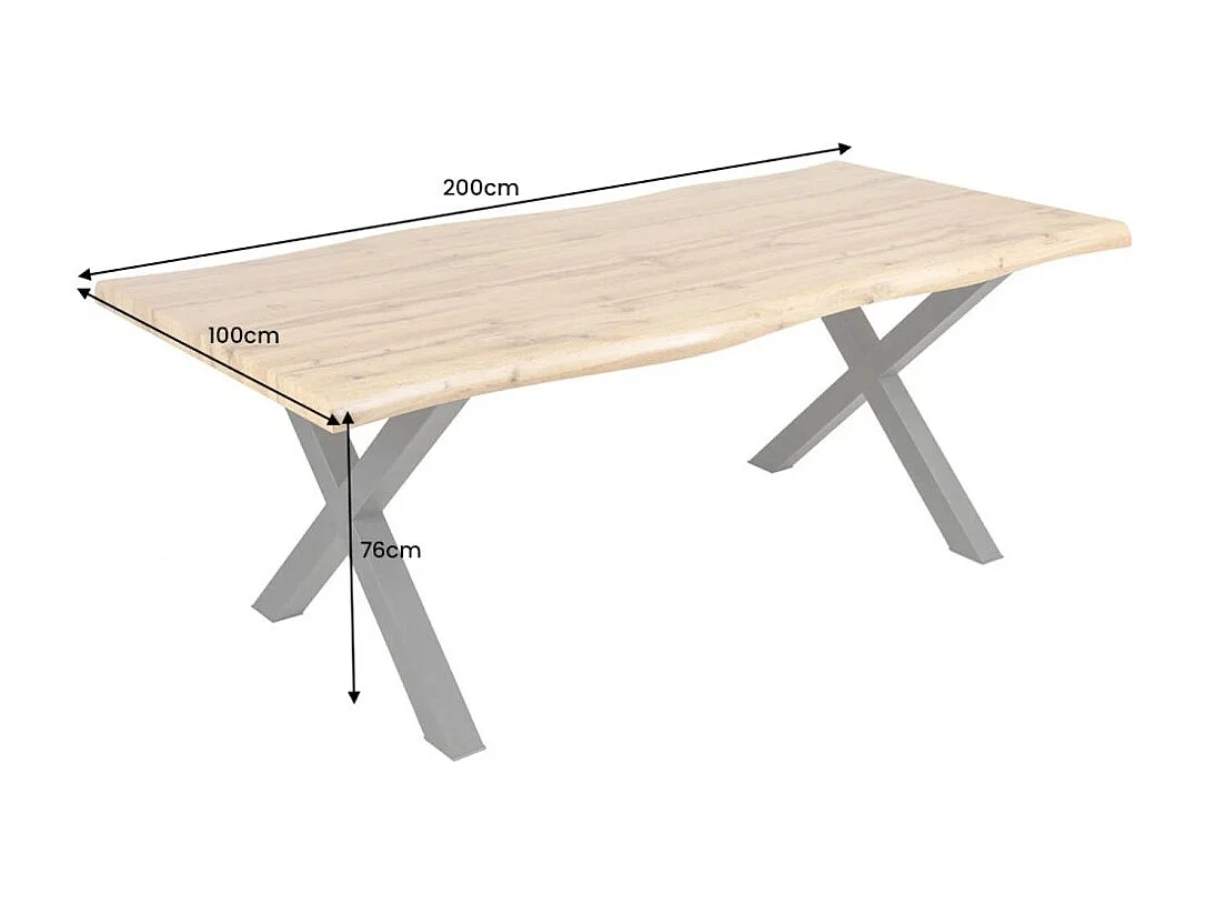 Table de salle à manger RIVET – Rectangulaire 200 cm – Bois et métal – Style industriel