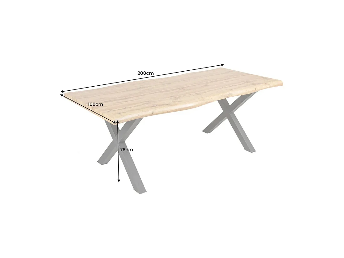 Eettafel RIVET - Rechthoekig 200 cm - Hout en metaal - Industriële stijl