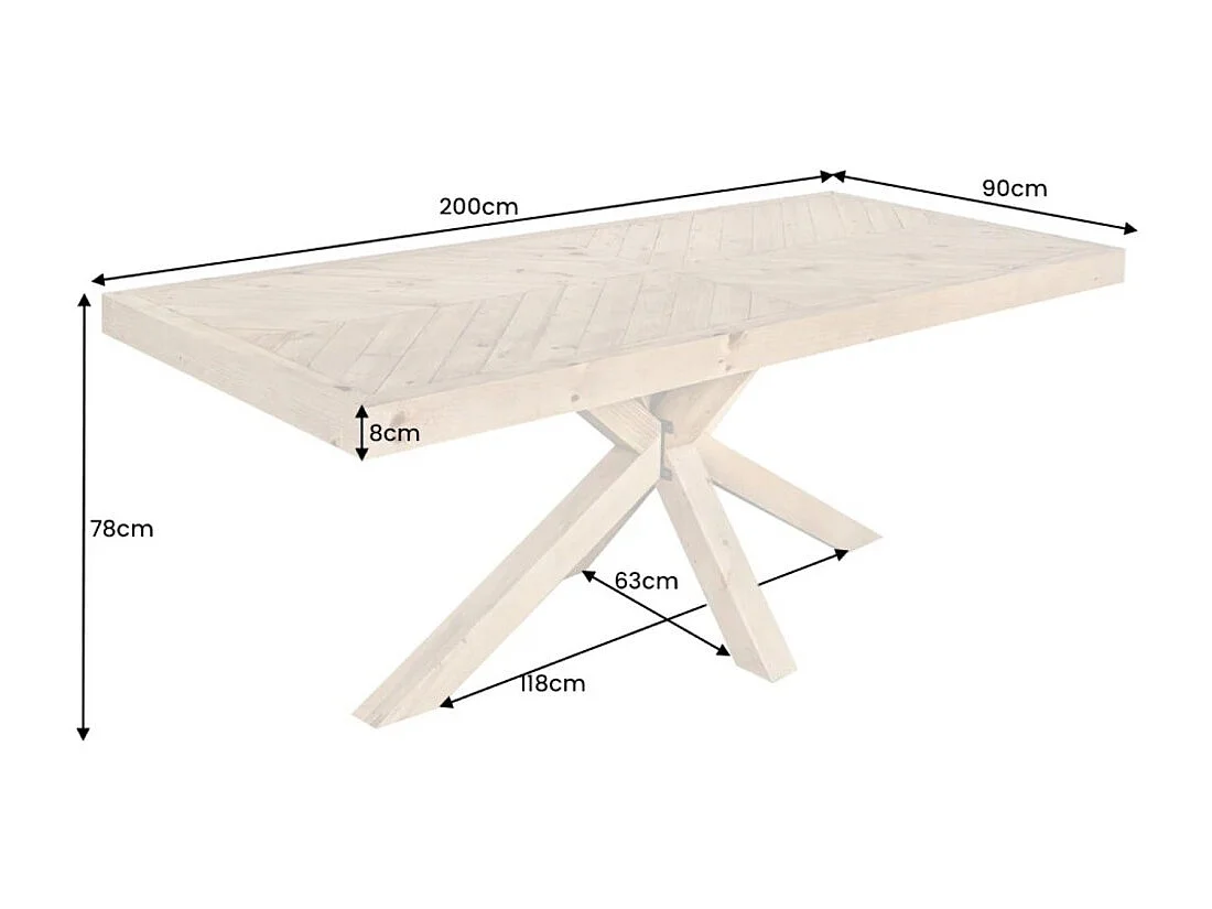 Eettafel LOVARK - Rechthoekig 200 cm - Massief grenenhout
