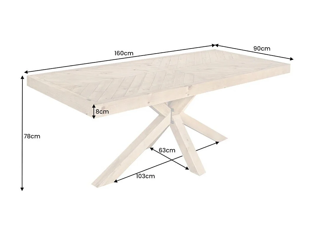 Table LOVARK – Rectangulaire 160 cm – Bois massif de pin – Style rustique