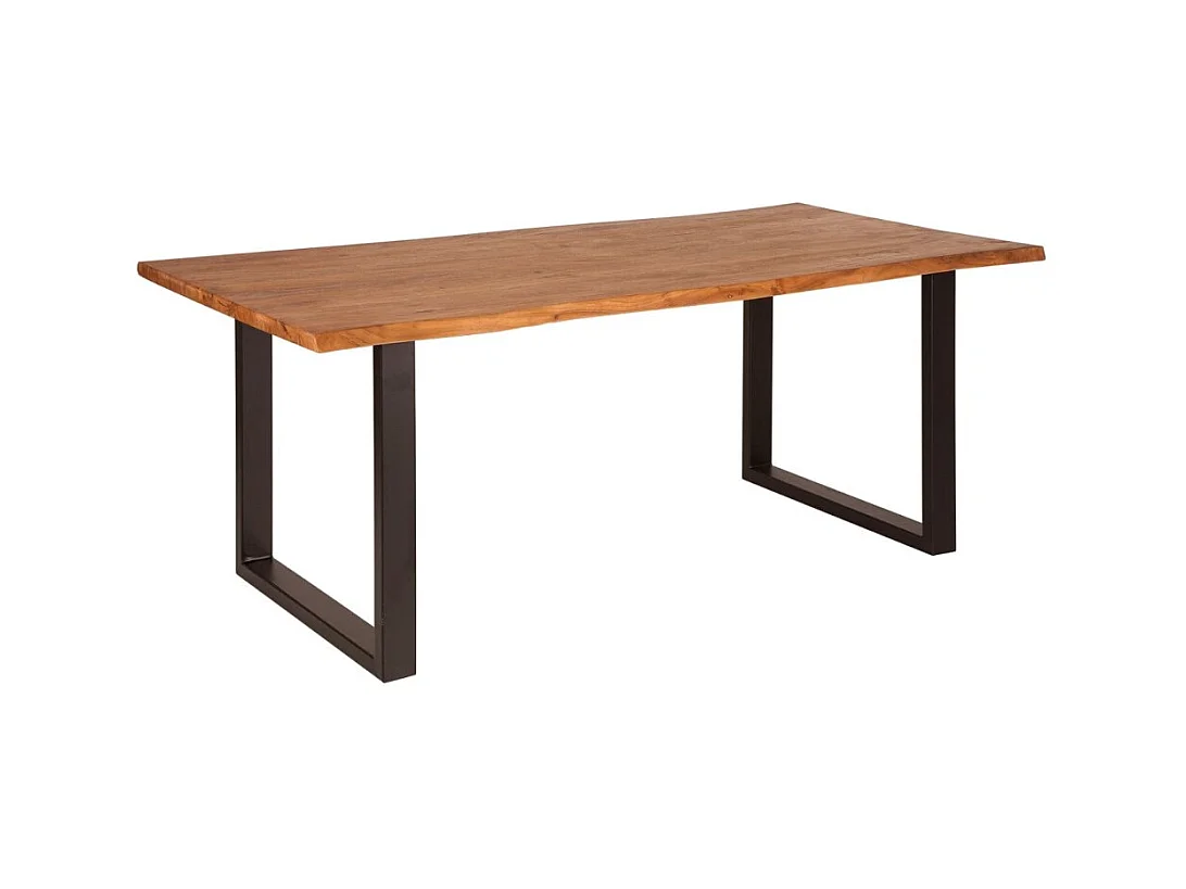 Table de salle à manger LODEN – Bois massif d'acacia et métal – Style industriel
