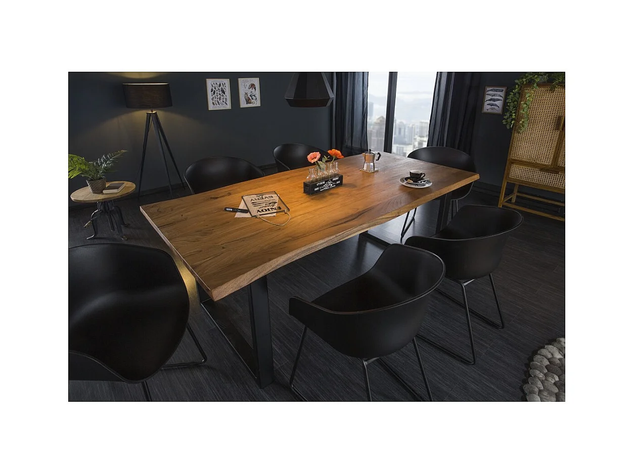 Table de salle à manger LODEN – Bois massif d'acacia et métal – Style industriel