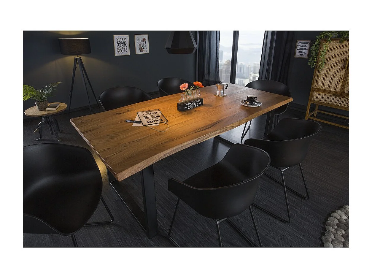 Table de salle à manger LODEN – Bois massif d'acacia et métal – Style industriel