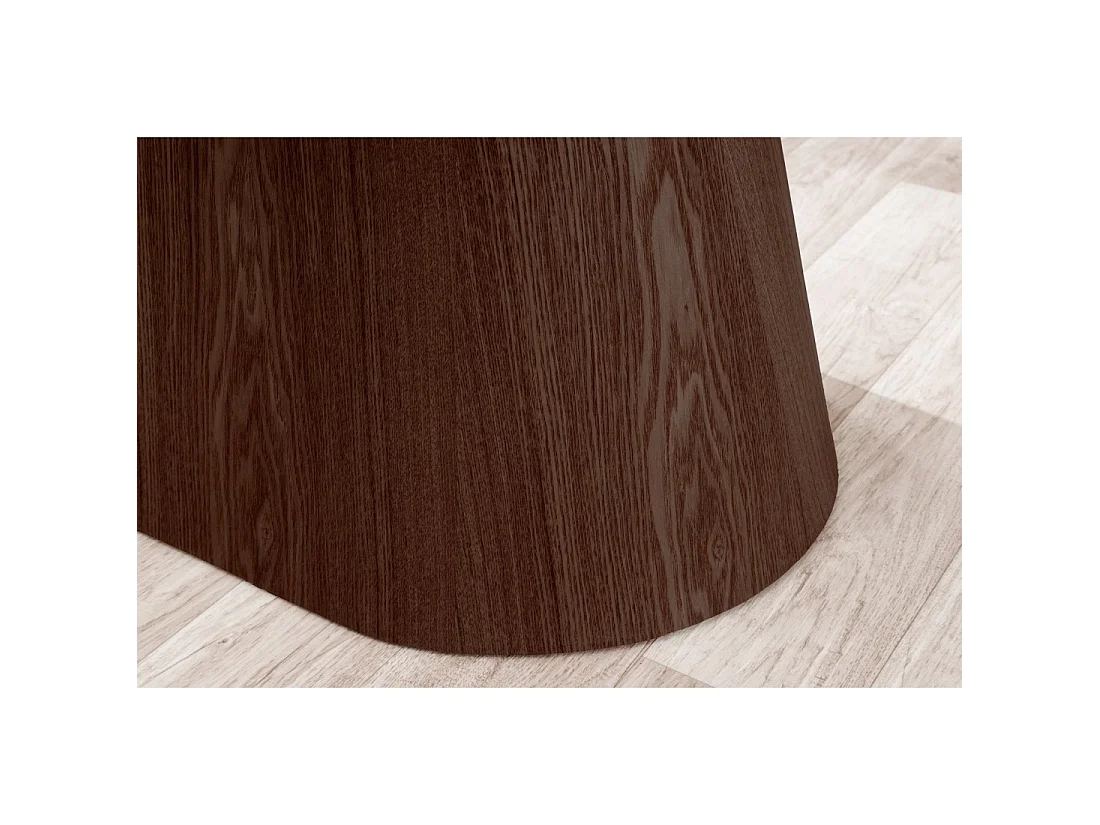 Tavolo rettangolare LUMEA – 200 cm – Piano in ceramica effetto marmo bianco e piede in legno scuro – Stile contemporaneo