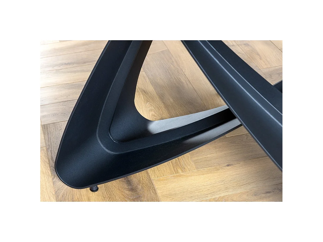 Mesa de comedor ZAREL – Extensible de 180 a 260 cm – Cerámica y vidrio templado – Aspecto mármol gris topo