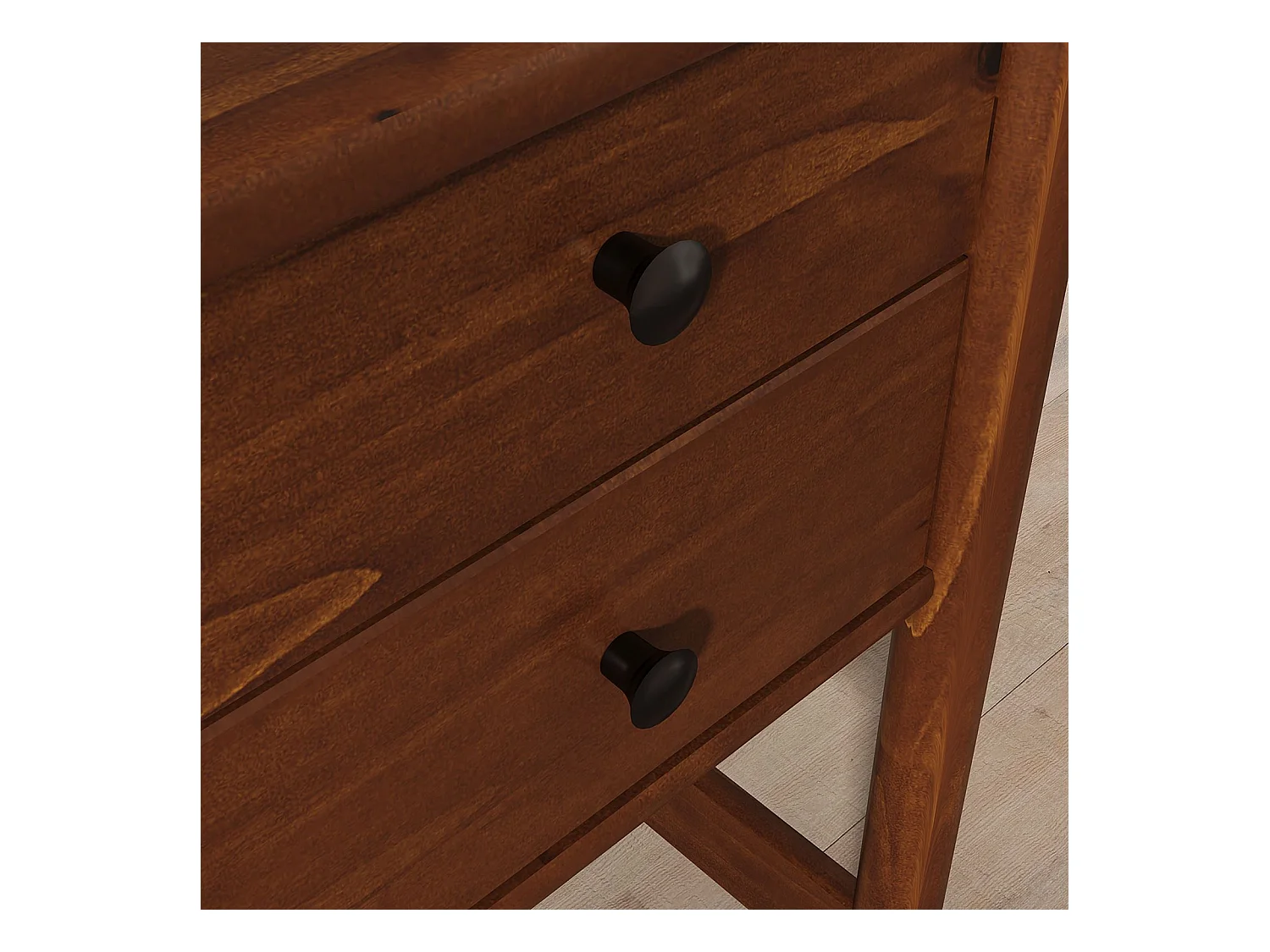 Bureau MARLO H 76 cm avec 2 Tiroirs en Bois Massif Coloris Châtaignier, Bureau Droit avec Rangement Intégré