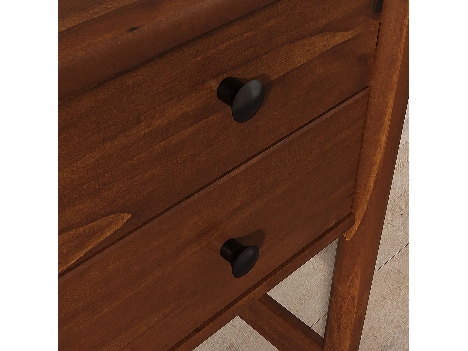 Bureau MARLO H 76 cm avec 2 Tiroirs en Bois Massif Coloris Châtaignier, Bureau Droit avec Rangement Intégré