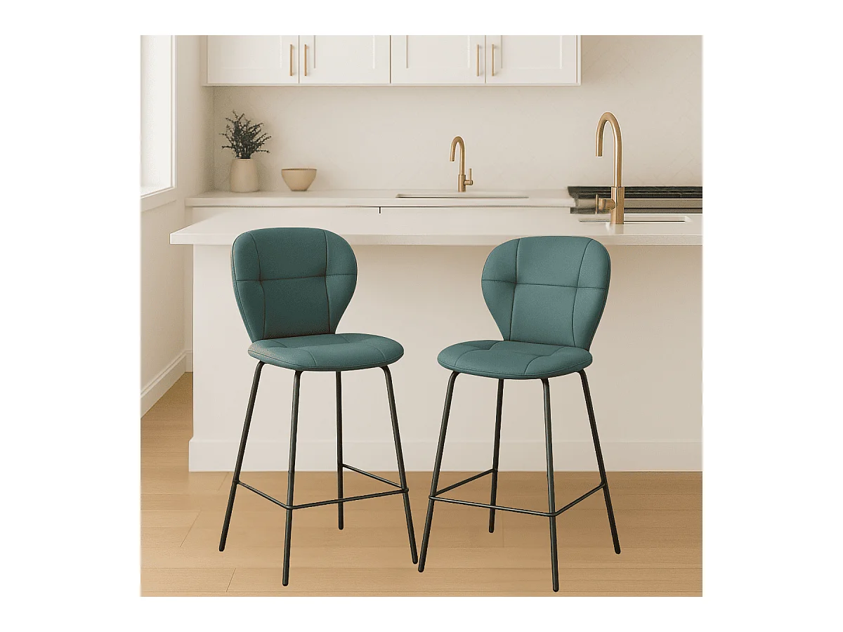 Barkruk Maura - 45x52x67cm - Groen - Set van 2