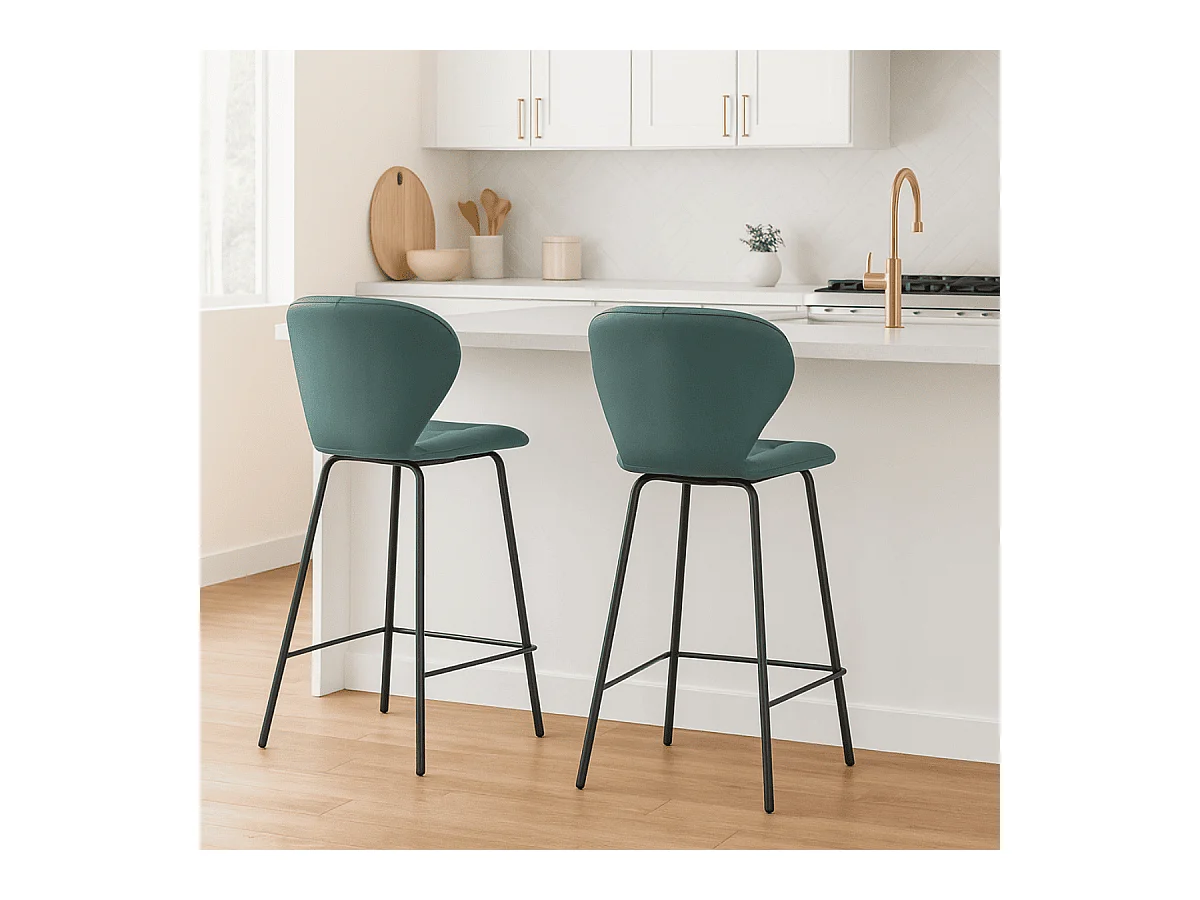 Barkruk Maura - 45x52x67cm - Groen - Set van 2