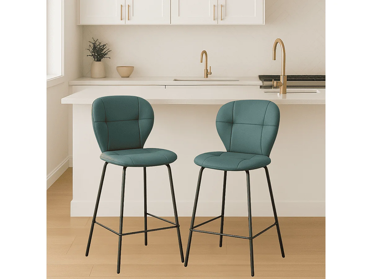 Lot de 2 tabourets avec pieds en métal noir H67 cm - MAURA