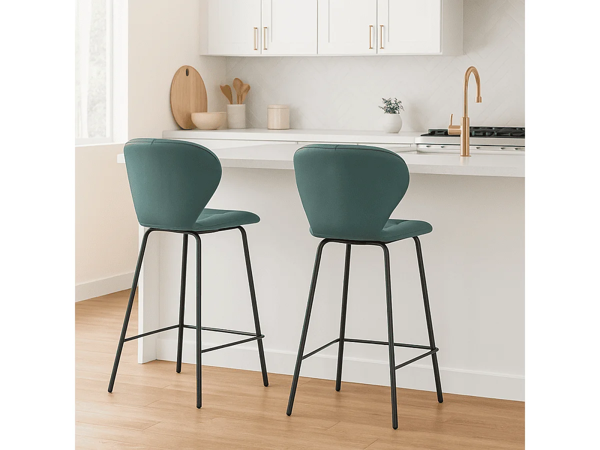 Lot de 2 tabourets avec pieds en métal noir H67 cm - MAURA