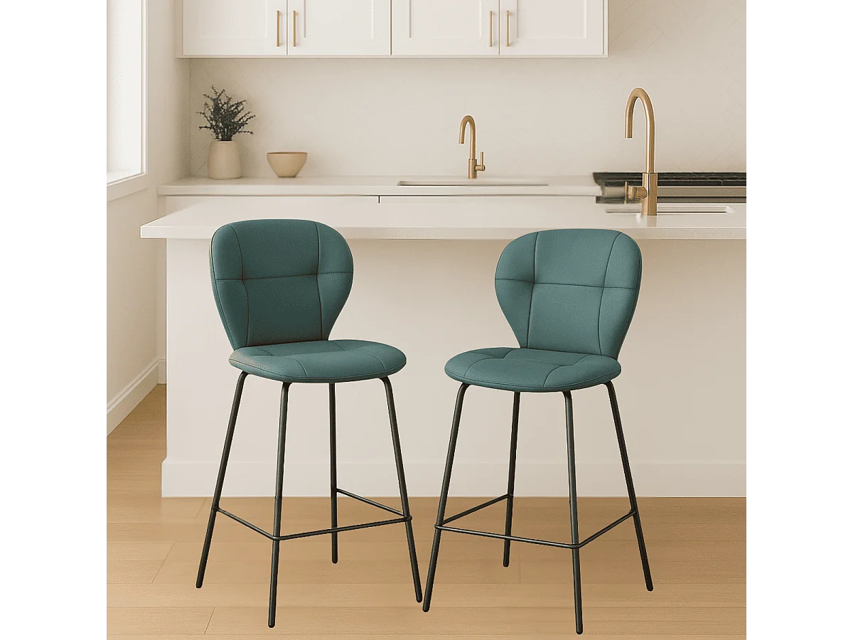 Lot de 2 tabourets avec pieds en métal noir H67 cm - MAURA