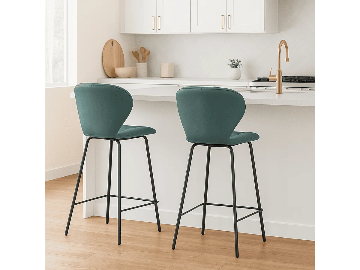 Lot de 2 tabourets avec pieds en métal noir H67 cm - MAURA