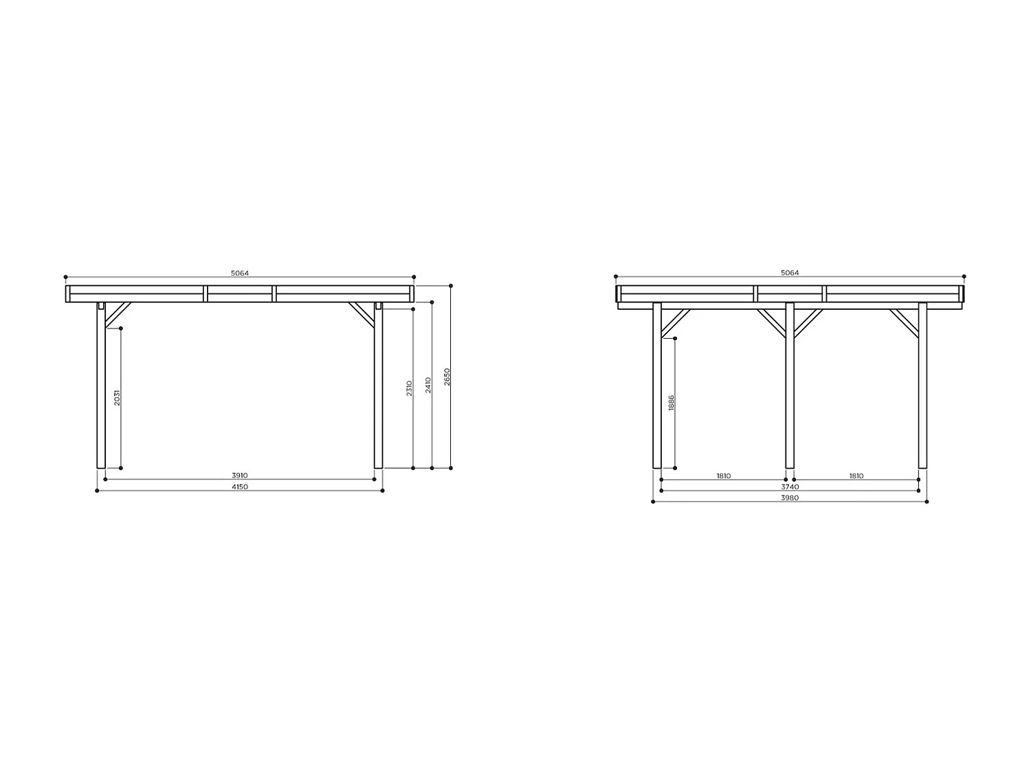 Carport base 5x5 hauteur 2,5m