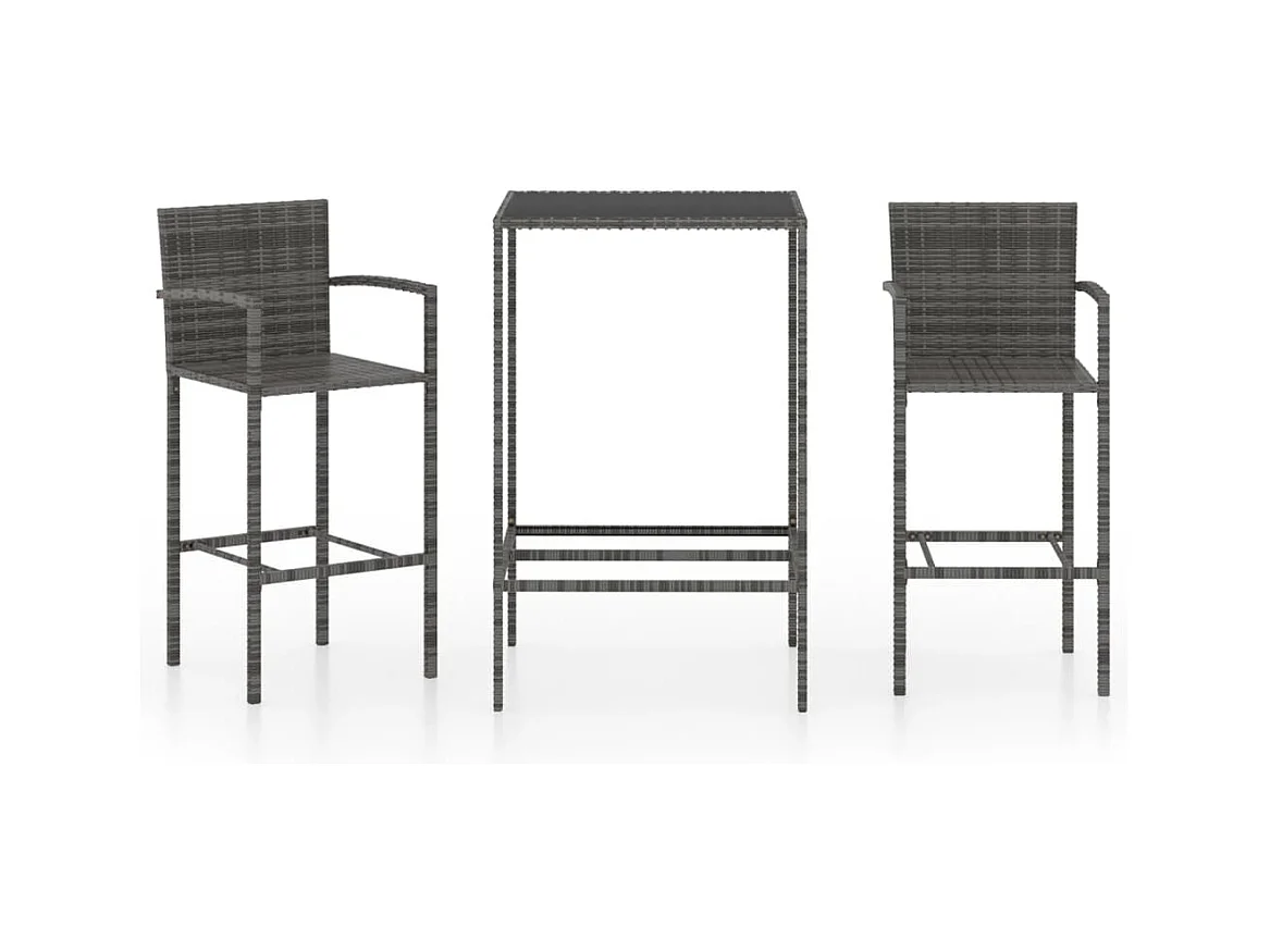 Renzo Giuseppe  Ensemble de bar de jardin 3 pcs Résine tressée Gris