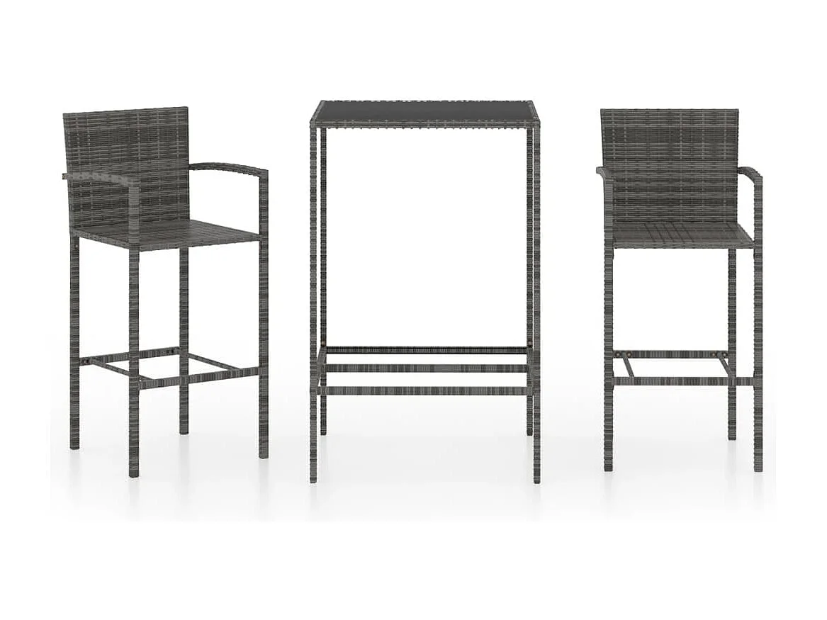 Renzo Giuseppe  Ensemble de bar de jardin 3 pcs Résine tressée Gris