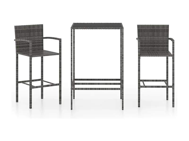 Renzo Giuseppe  Ensemble de bar de jardin 3 pcs Résine tressée Gris