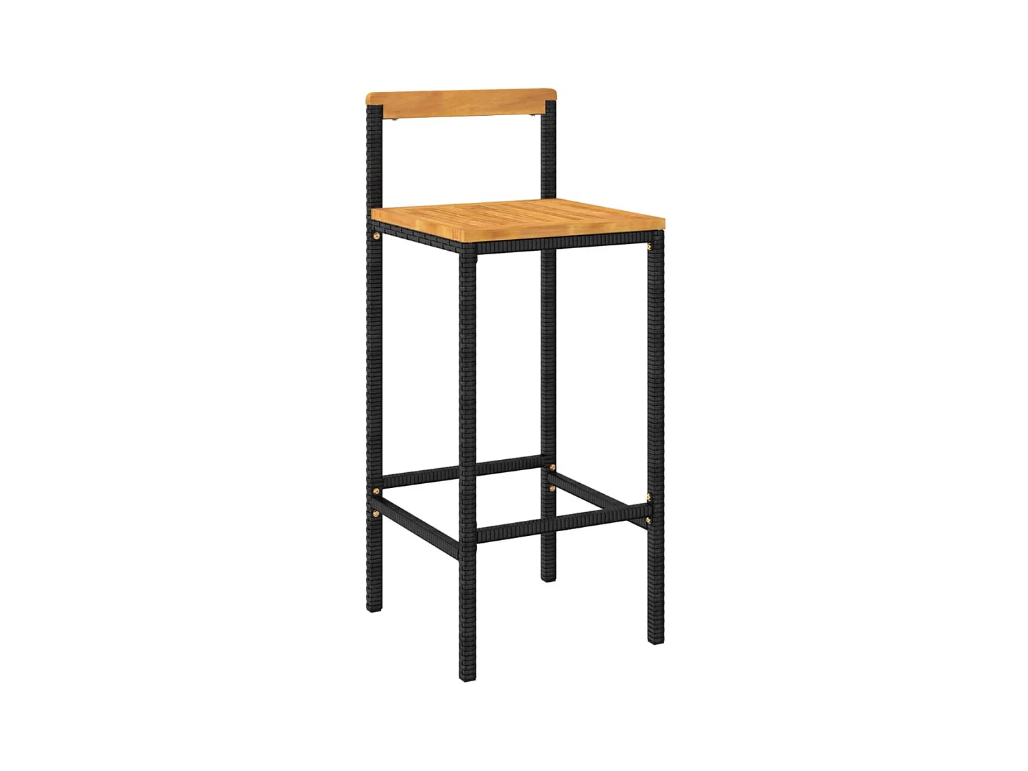 Allouez  Ensemble de bar jardin 9 pcs noir poly rotin/bois massif acacia