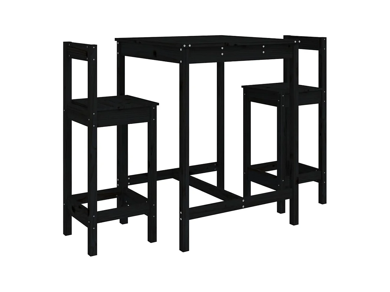 Rasmus  Ensemble de bar de jardin 3 pcs noir bois de pin massif