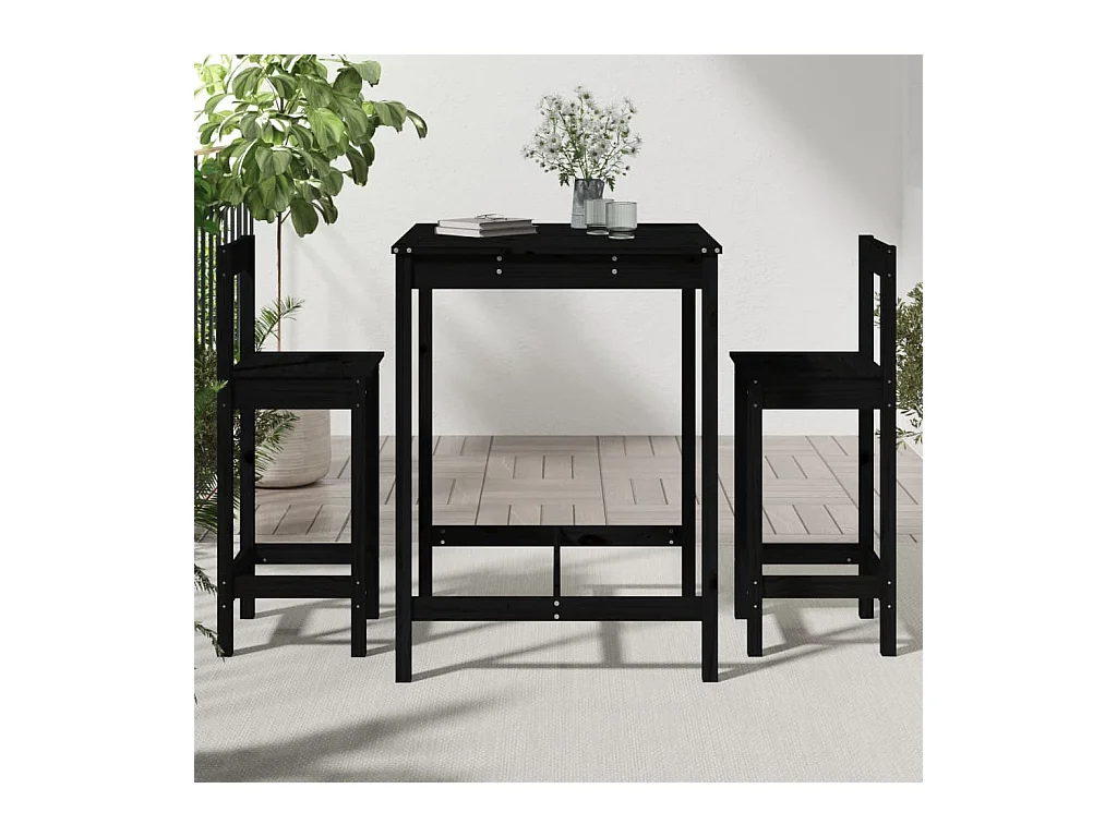 Rasmus  Ensemble de bar de jardin 3 pcs noir bois de pin massif
