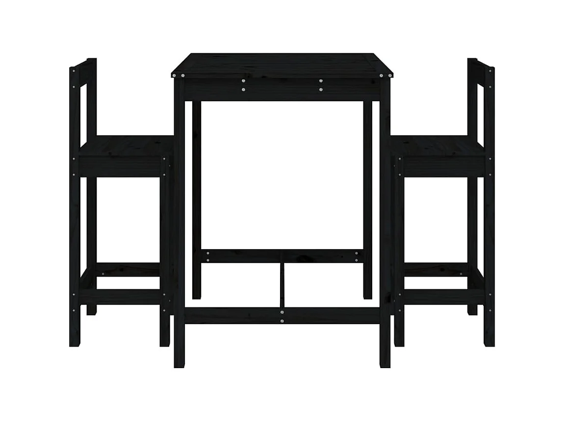 Rasmus  Ensemble de bar de jardin 3 pcs noir bois de pin massif