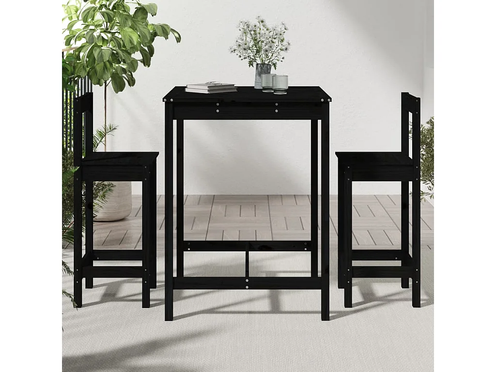 Rasmus  Ensemble de bar de jardin 3 pcs noir bois de pin massif