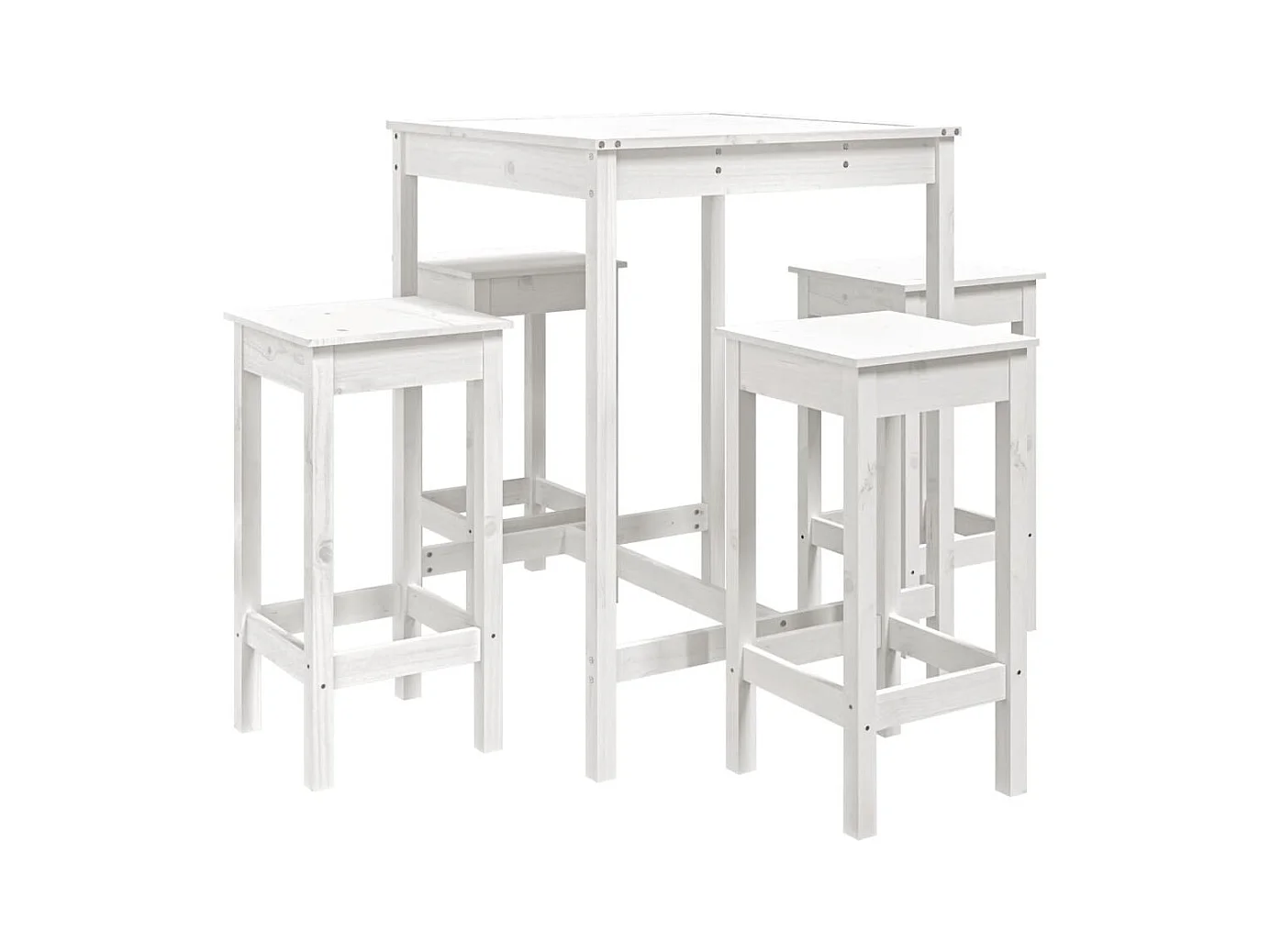 Hendrin  5-delige Tuinbarset massief grenenhout wit
