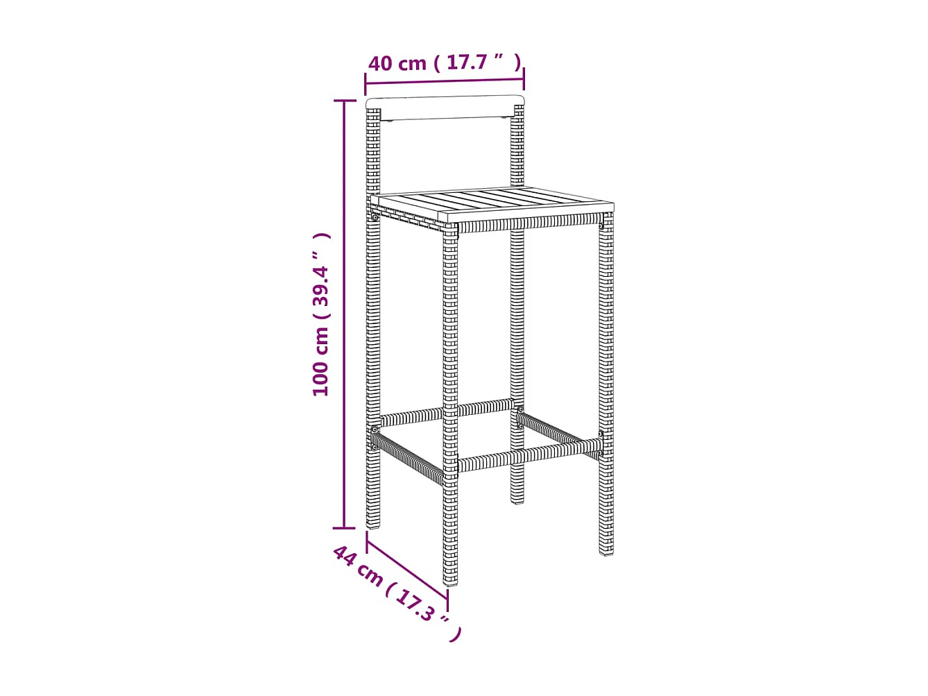 Arcata  Ensemble de bar jardin 11pcs noir poly rotin/bois massif acacia