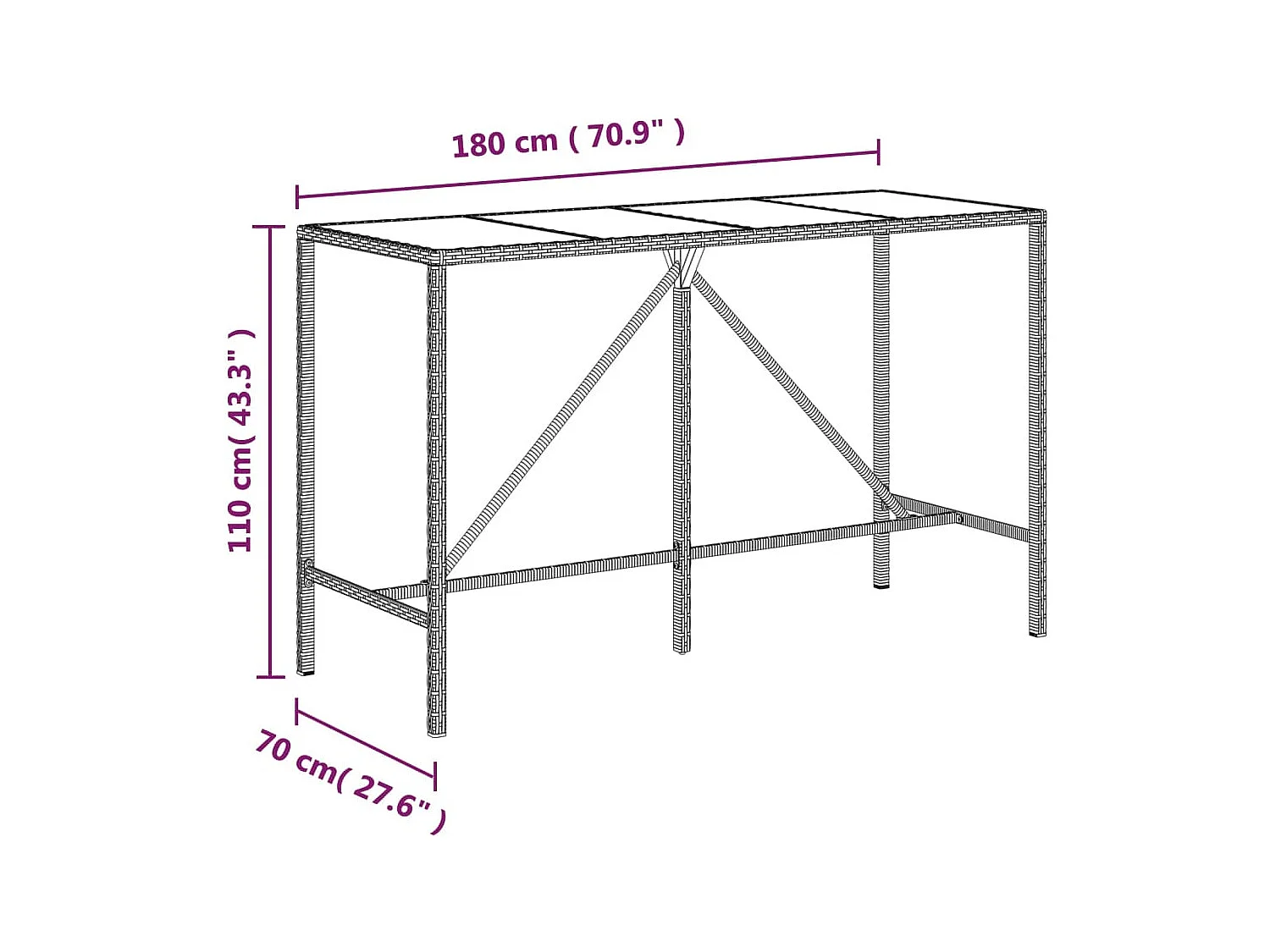 Arcata  Ensemble de bar jardin 9 pcs noir poly rotin/bois massif acacia