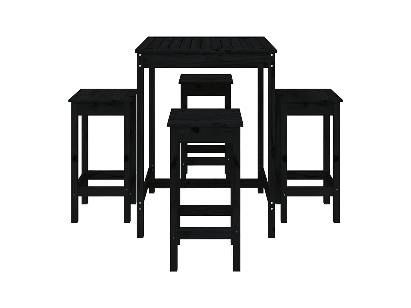 Hendrin  Ensemble de bar de jardin 5 pcs noir bois de pin massif