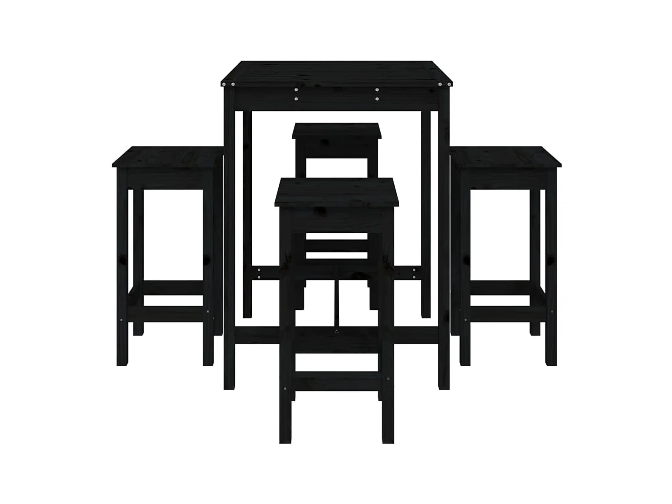 Hendrin  Ensemble de bar de jardin 5 pcs noir bois de pin massif