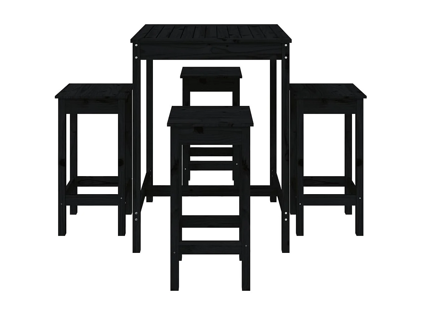 Hendrin  5-delige Tuinbarset massief grenenhout zwart