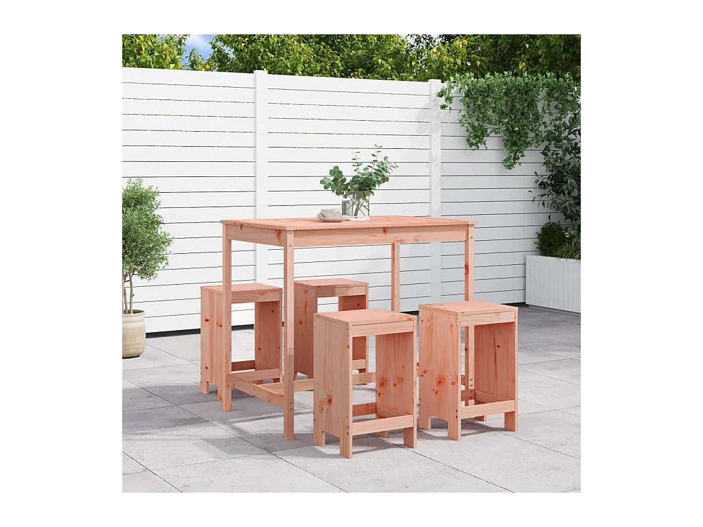 Claire-Julienne  Mesa alta y taburetes de jardín 5 piezas madera maciza Douglas