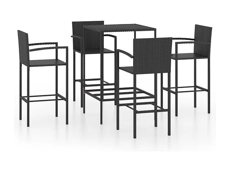 Renzo Giuseppe  Ensemble de bar de jardin 5 pcs Résine tressée Noir