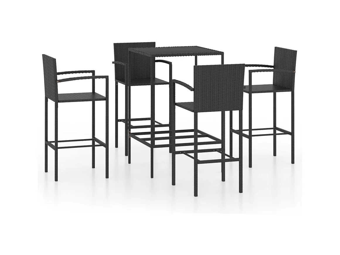 Renzo Giuseppe  Ensemble de bar de jardin 5 pcs Résine tressée Noir