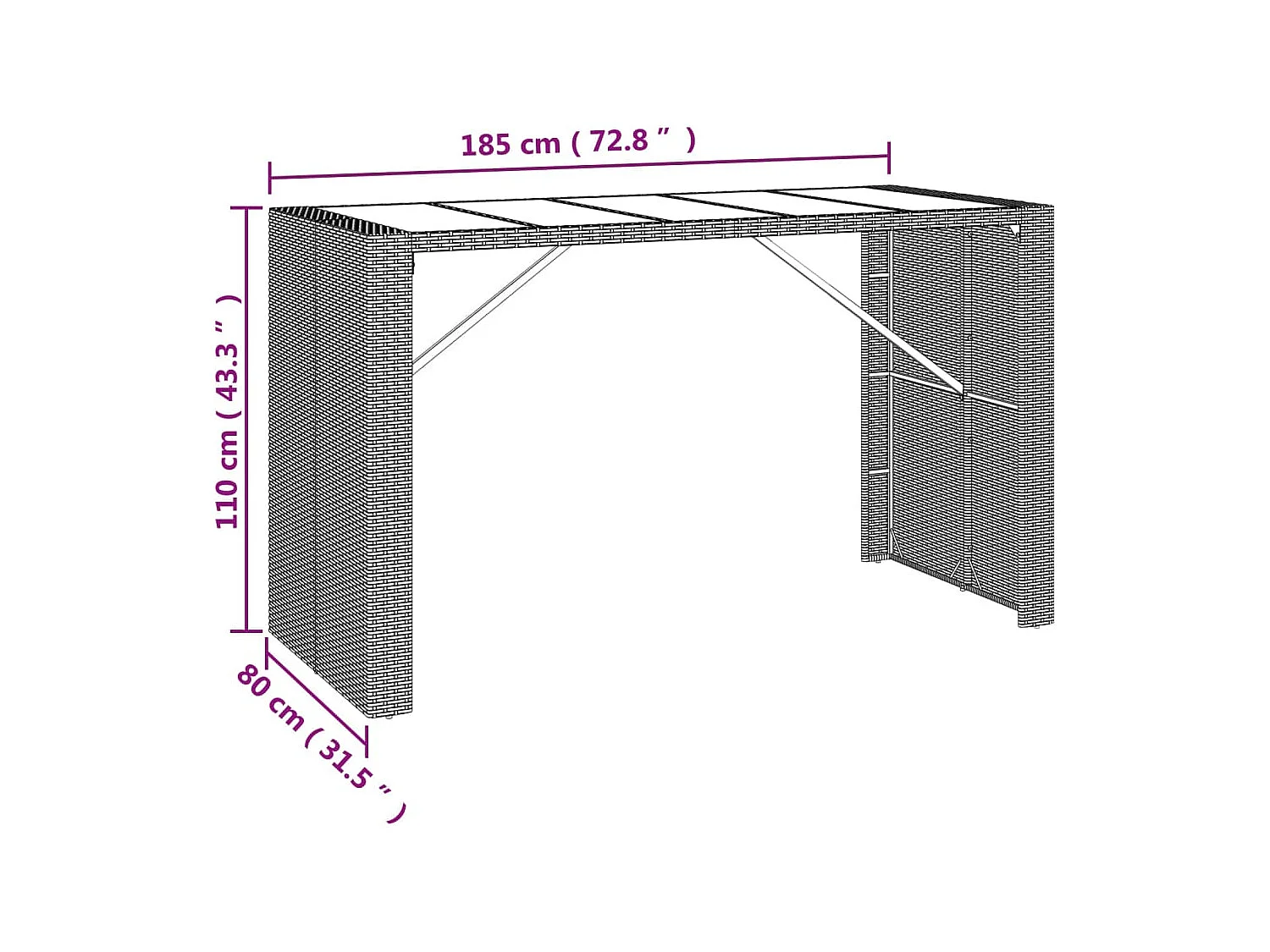 Allouez  9-delige Tuinbarset poly rattan en massief acaciahout grijs