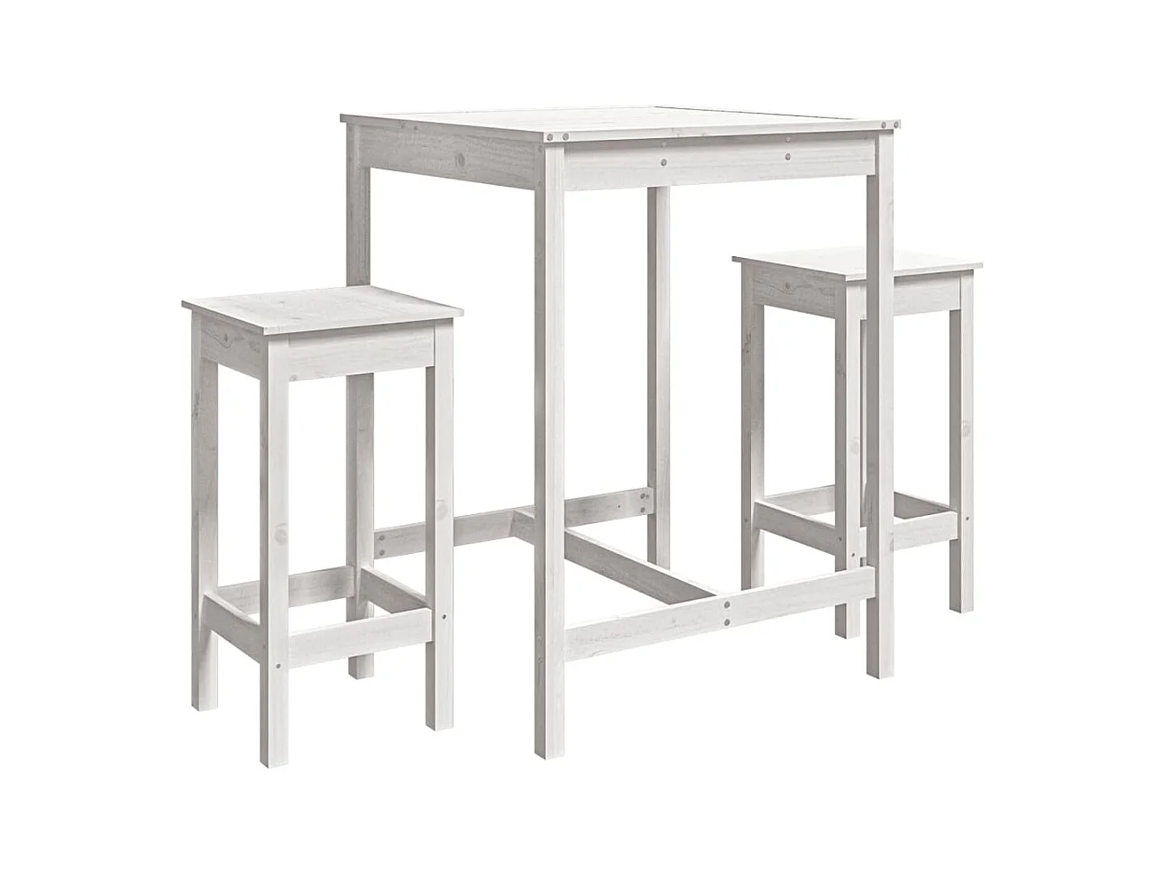 Nysha  Ensemble de bar de jardin 3 pcs blanc bois de pin massif