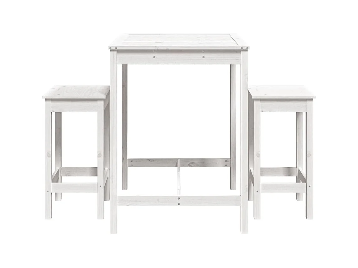 Nysha  Ensemble de bar de jardin 3 pcs blanc bois de pin massif