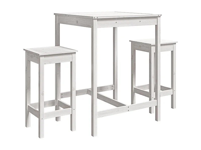 Nysha  Ensemble de bar de jardin 3 pcs blanc bois de pin massif
