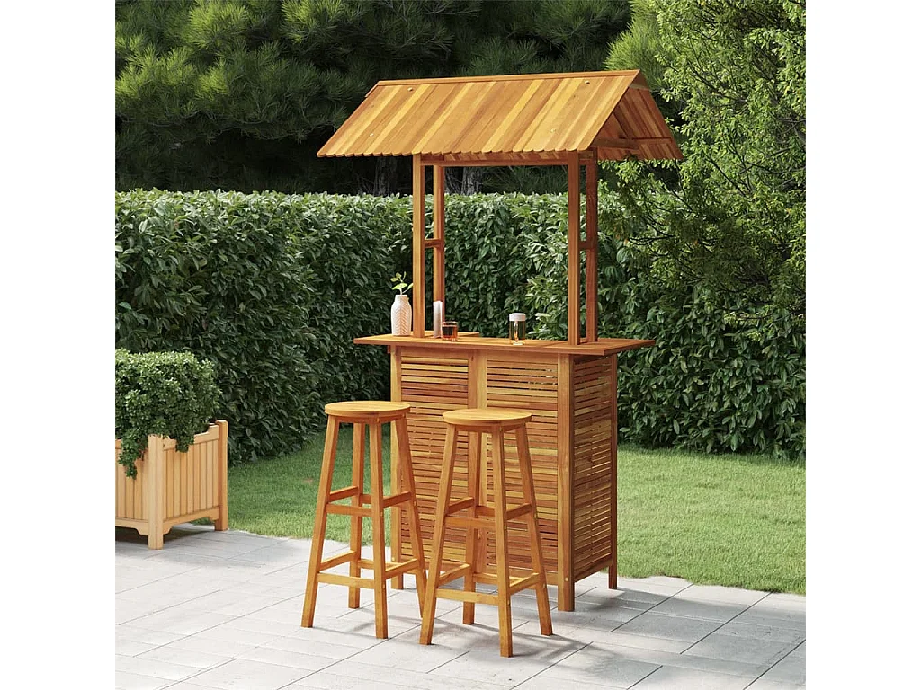 Earl John  Ensemble de bar de jardin 3 pcs Bois d'acacia solide