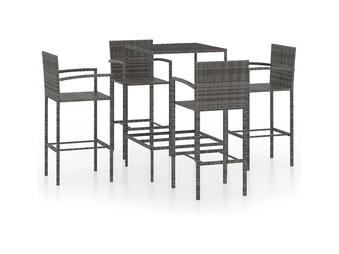 Renzo Giuseppe  Ensemble de bar de jardin 5 pcs Résine tressée Gris