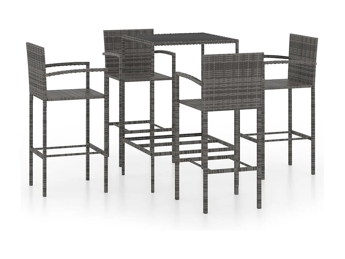 Renzo Giuseppe  Ensemble de bar de jardin 5 pcs Résine tressée Gris