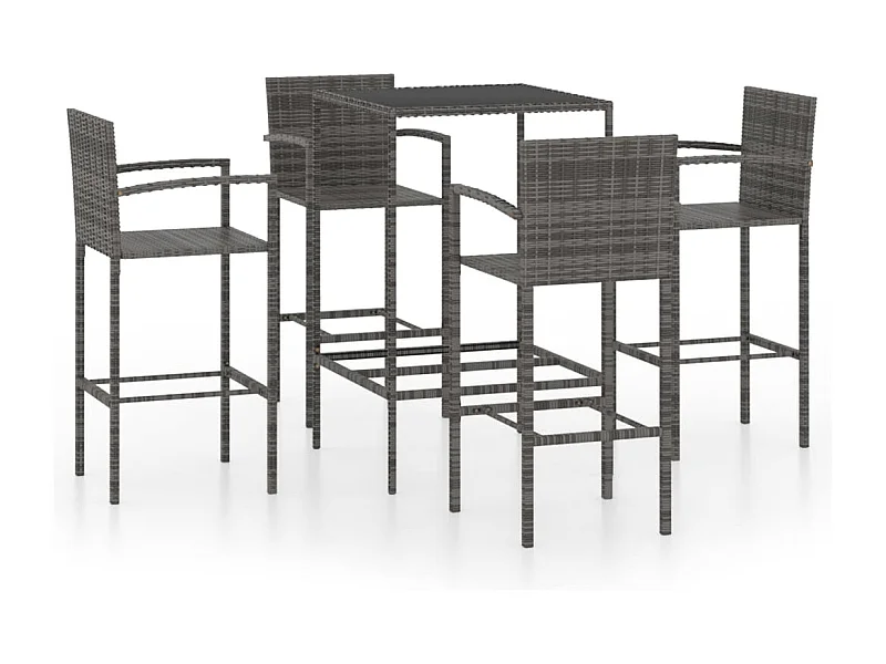 Renzo Giuseppe  Ensemble de bar de jardin 5 pcs Résine tressée Gris