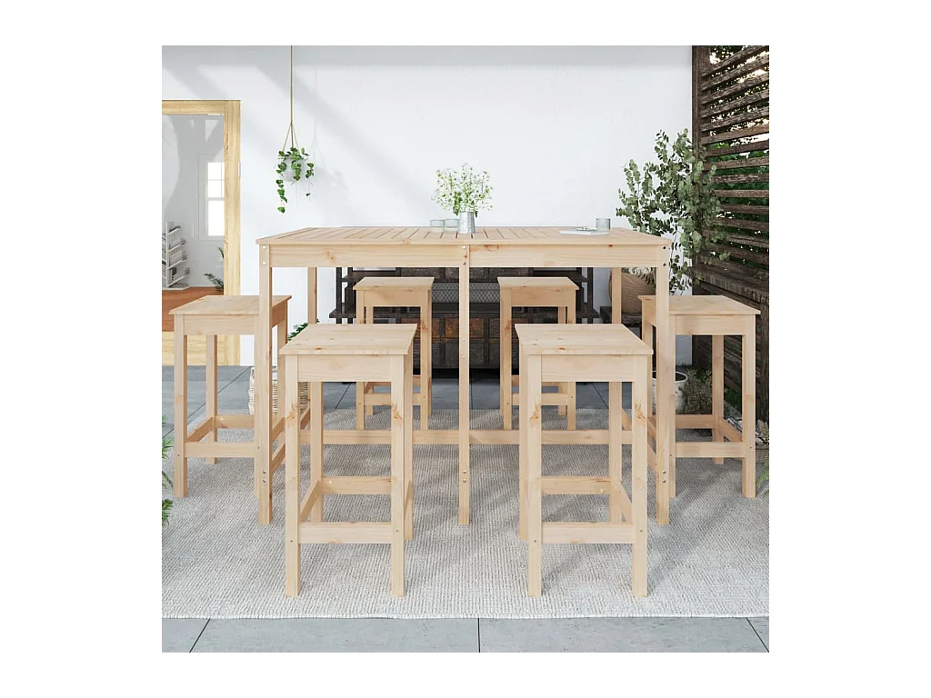 Hrolf  7-delige Tuinbarset massief grenenhout